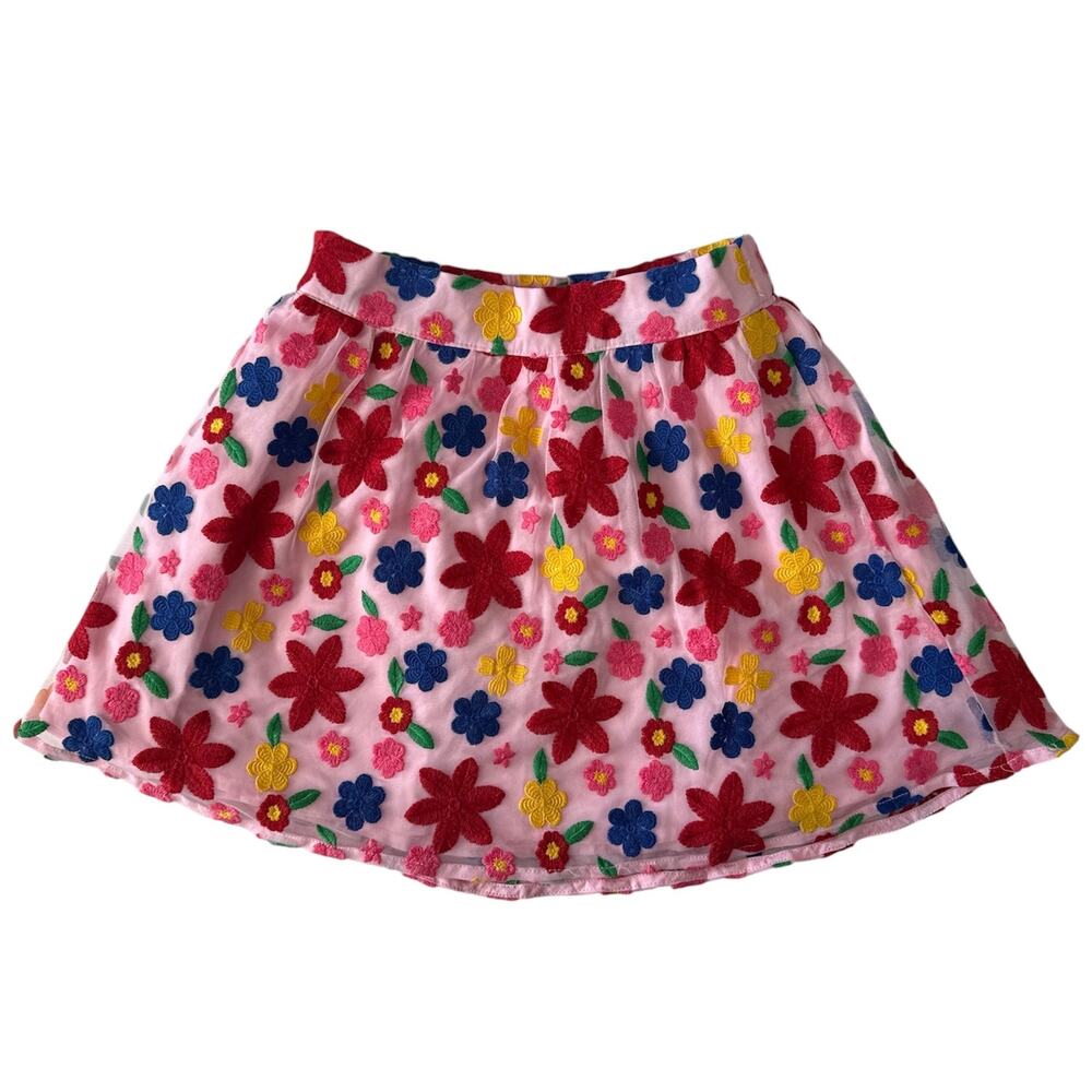 NWT Janie and Jack Pink Embroidered Tulle Skirt Floral Mesh Party Skirt Girls 8